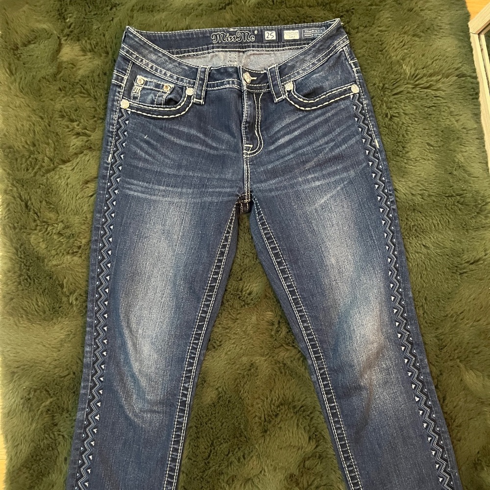 MissMe Blue Jeans with Embroidered Details